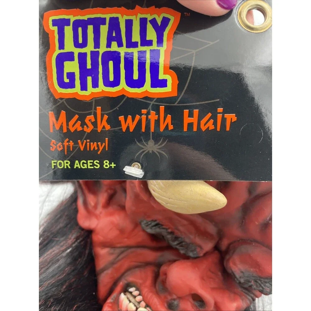 NWT Halloween VTG Kmart Totally Ghoul Super Hair Mask Devil Satan Scary